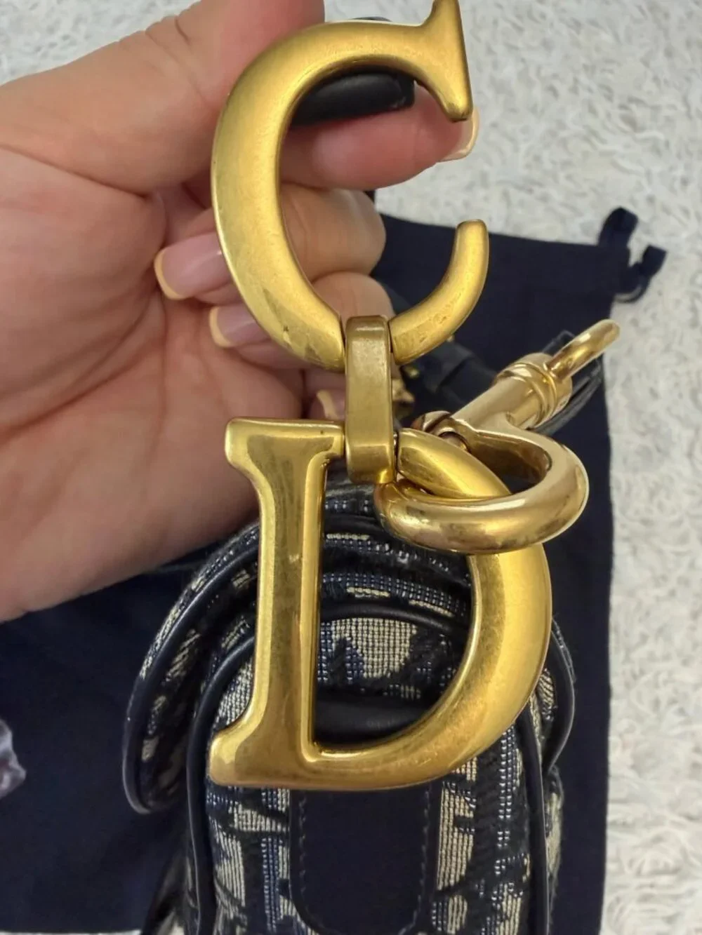 CHRISTIAN DIOR Oblique Saddle Bag With Strap in Blue - Picture 11 of 16